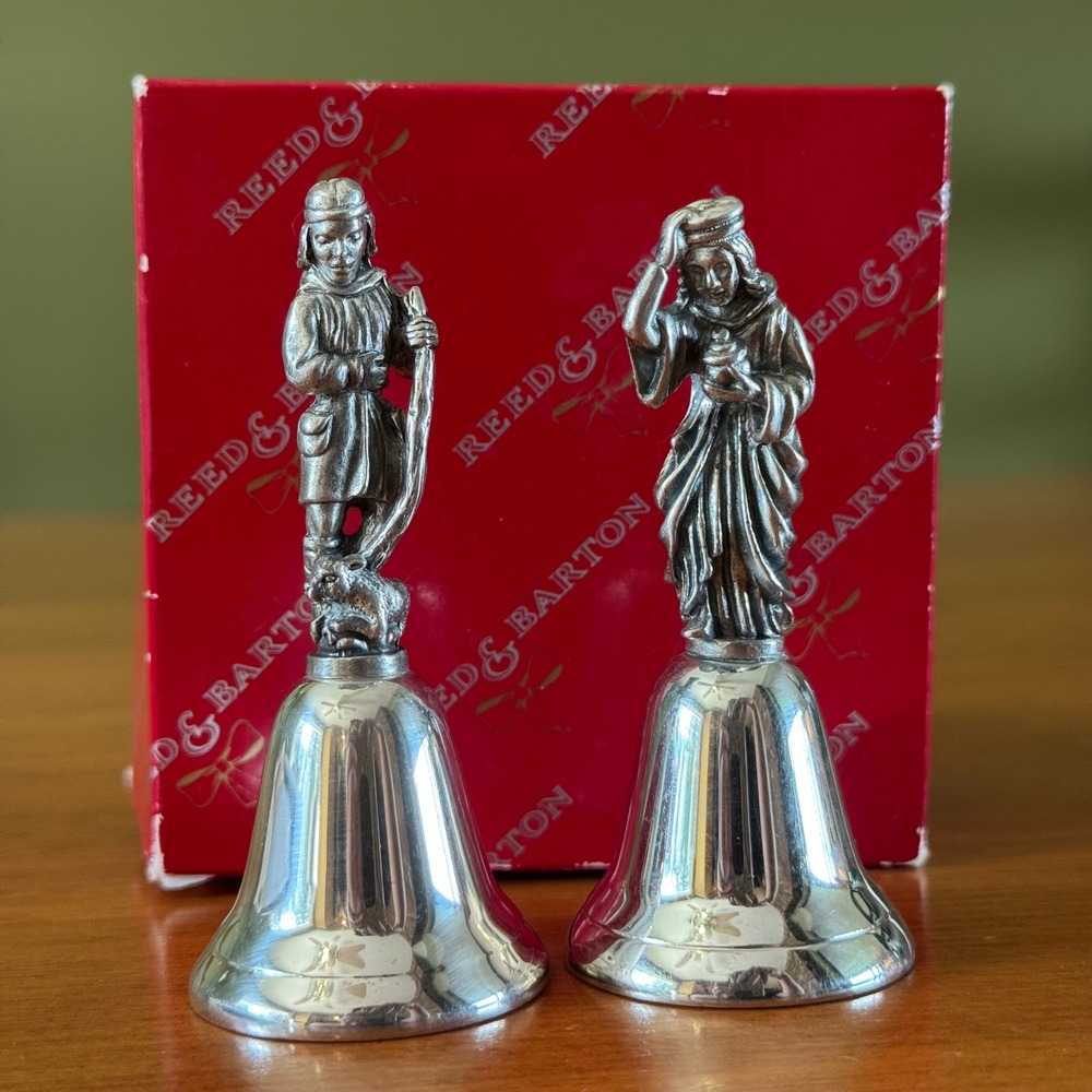 Reed & Barton Nativity Bell Set Shepherd & Wise Man Christmas Decor